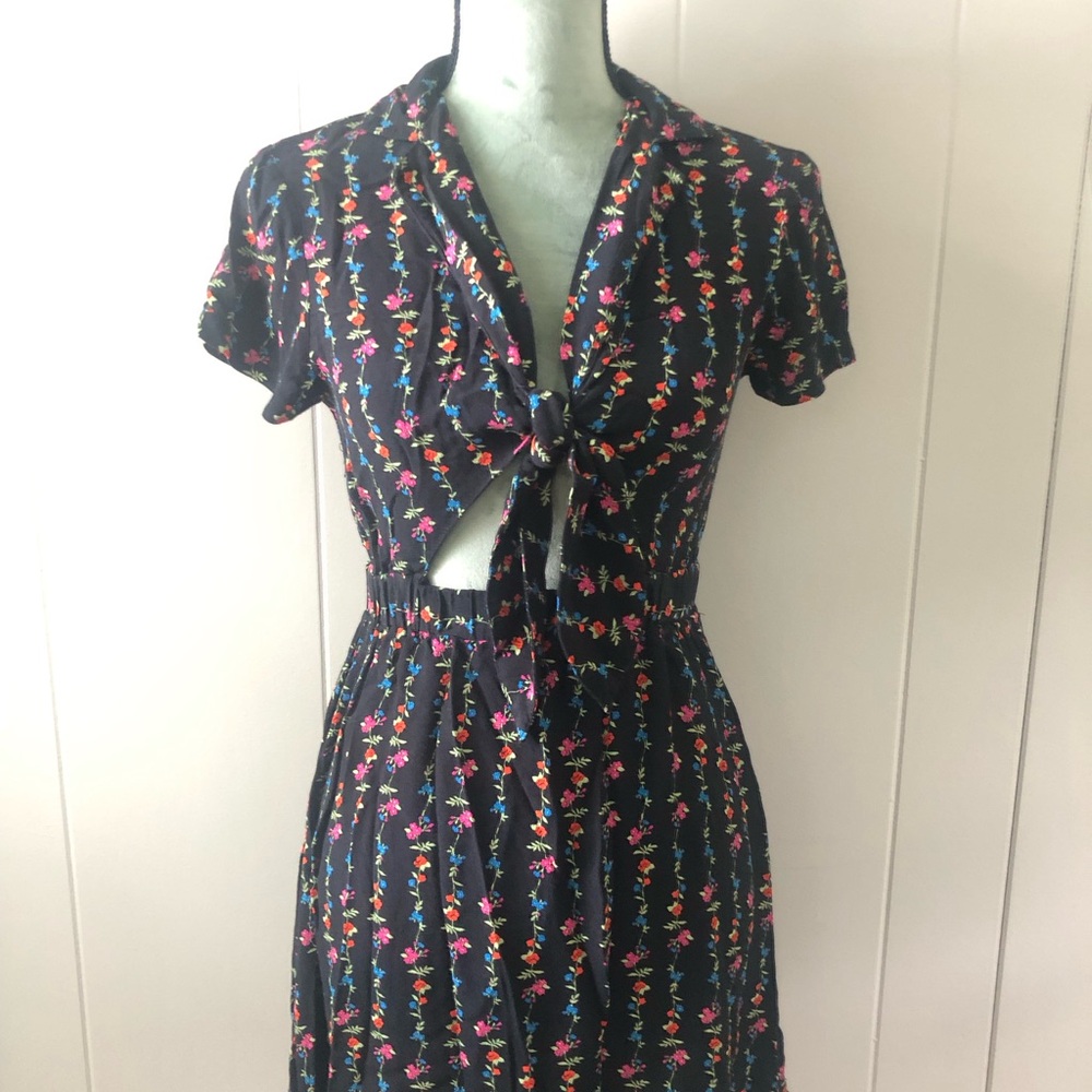 Topshop Black Floral Knot Dress